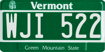 VT license plate WJI522