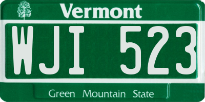 VT license plate WJI523