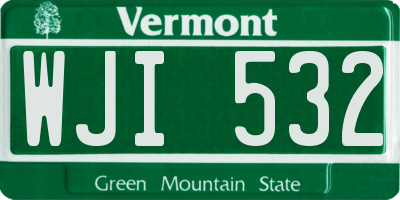VT license plate WJI532