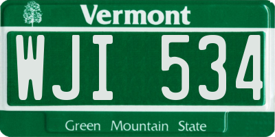 VT license plate WJI534