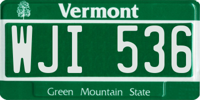 VT license plate WJI536