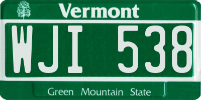 VT license plate WJI538
