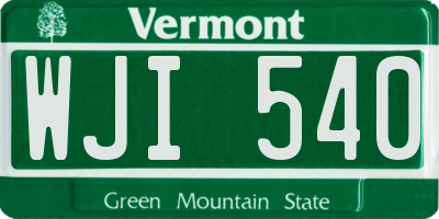 VT license plate WJI540