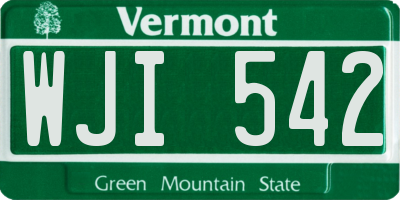 VT license plate WJI542