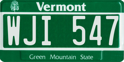 VT license plate WJI547