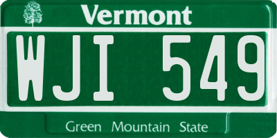 VT license plate WJI549