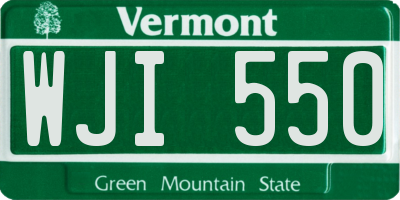 VT license plate WJI550
