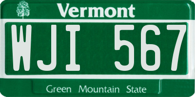VT license plate WJI567