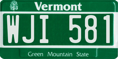 VT license plate WJI581