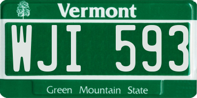 VT license plate WJI593