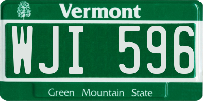 VT license plate WJI596