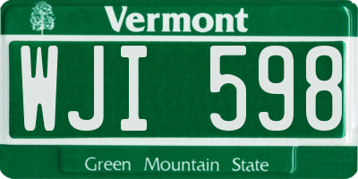 VT license plate WJI598