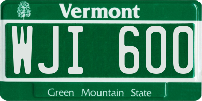 VT license plate WJI600