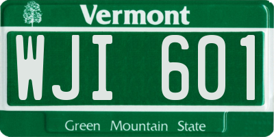 VT license plate WJI601