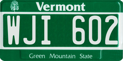 VT license plate WJI602