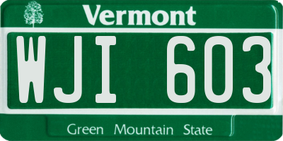 VT license plate WJI603