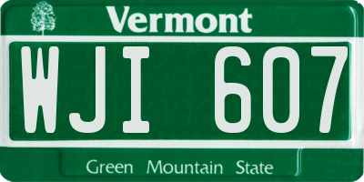 VT license plate WJI607