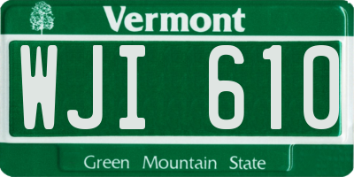 VT license plate WJI610