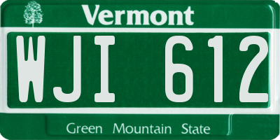 VT license plate WJI612