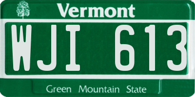 VT license plate WJI613