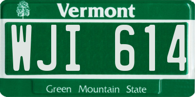 VT license plate WJI614