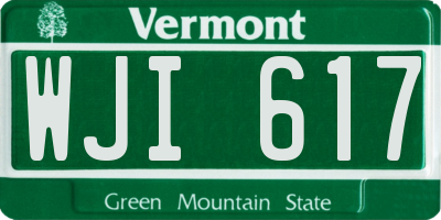 VT license plate WJI617