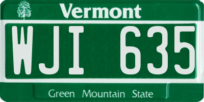 VT license plate WJI635
