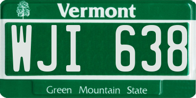 VT license plate WJI638