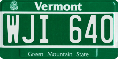 VT license plate WJI640