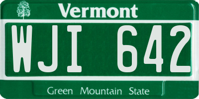 VT license plate WJI642