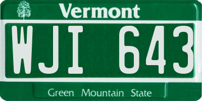 VT license plate WJI643