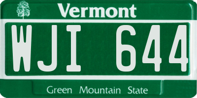 VT license plate WJI644