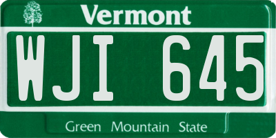 VT license plate WJI645