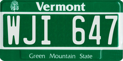 VT license plate WJI647