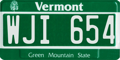 VT license plate WJI654