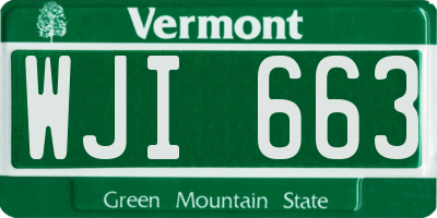 VT license plate WJI663