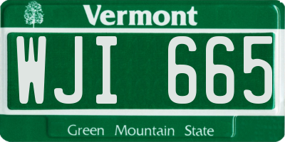 VT license plate WJI665