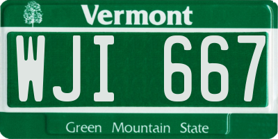 VT license plate WJI667
