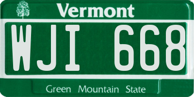 VT license plate WJI668