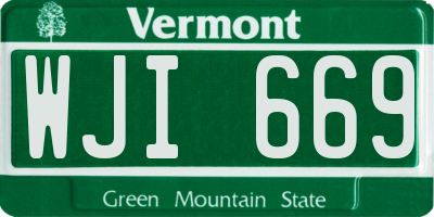 VT license plate WJI669