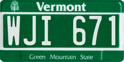 VT license plate WJI671