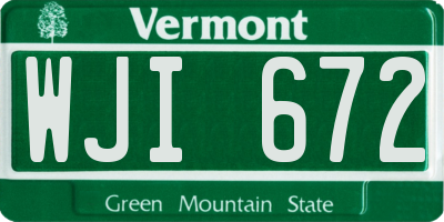 VT license plate WJI672