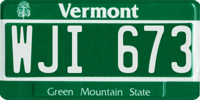 VT license plate WJI673