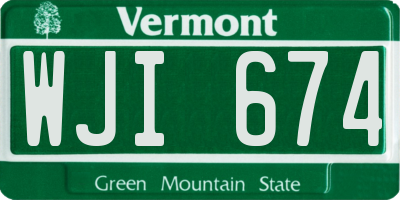 VT license plate WJI674