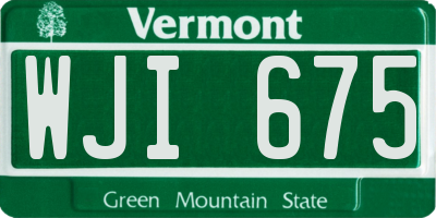 VT license plate WJI675