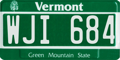 VT license plate WJI684