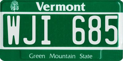 VT license plate WJI685