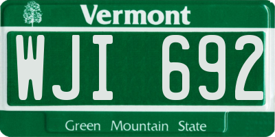 VT license plate WJI692