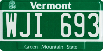 VT license plate WJI693
