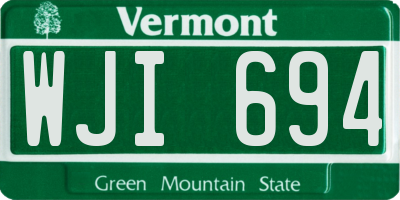 VT license plate WJI694